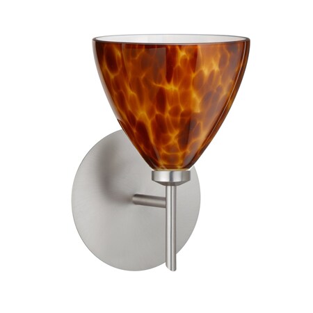 Besa Lighting Mia Mini Sconce, Amber Cloud, Satin Nickel Finish, 1x5W LED 1SW-177918-LED-SN